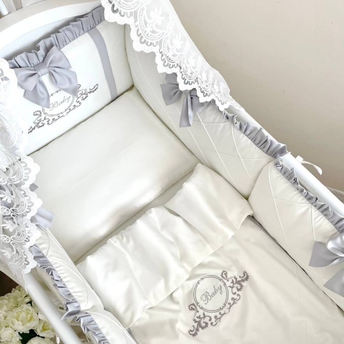 Lenjerie Patut Bebe Copii 6 piese Baby King gri (12)